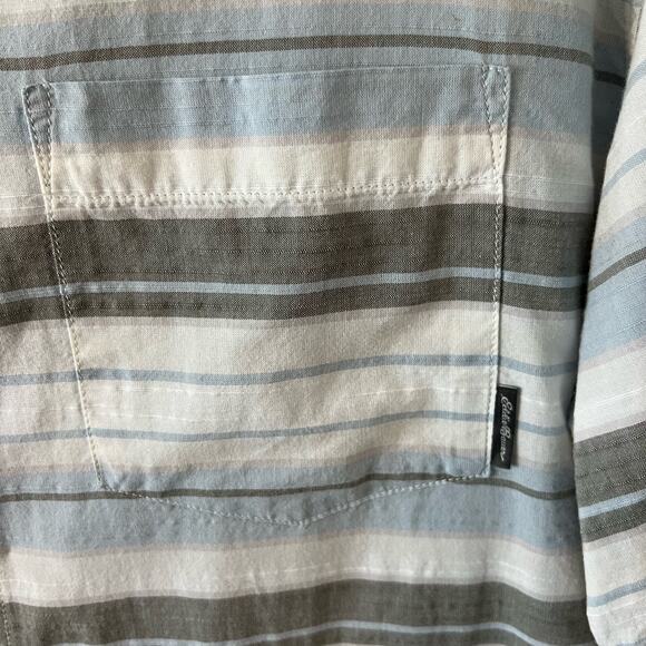 Eddie Bauer Classic Fit Shirt Men’s Size L TALL 100% Cotton Striped Button Up - Picture 7 of 11
